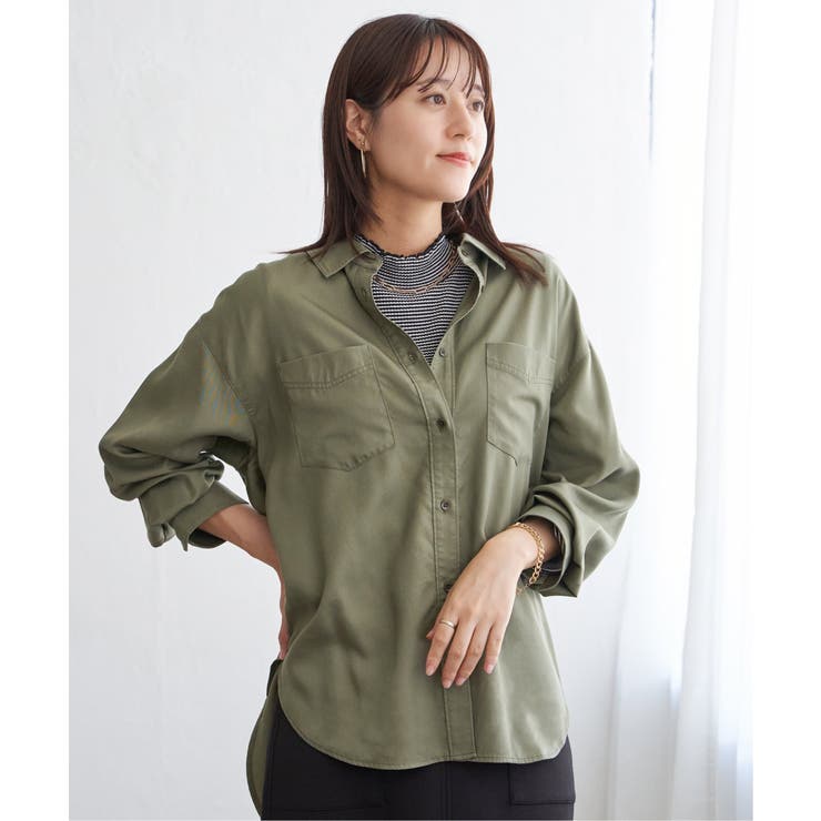 セルロース／デニムポケ付きシャツ | ikka  | 詳細画像14 