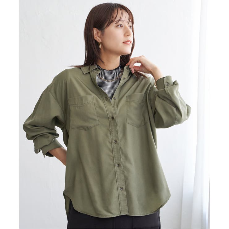 セルロース／デニムポケ付きシャツ | ikka  | 詳細画像15 