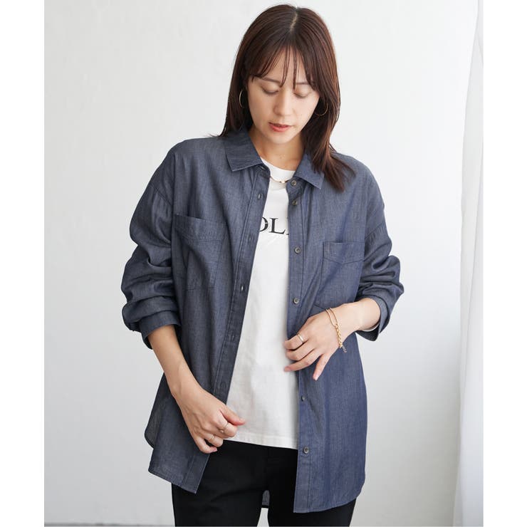 セルロース／デニムポケ付きシャツ | ikka  | 詳細画像16 