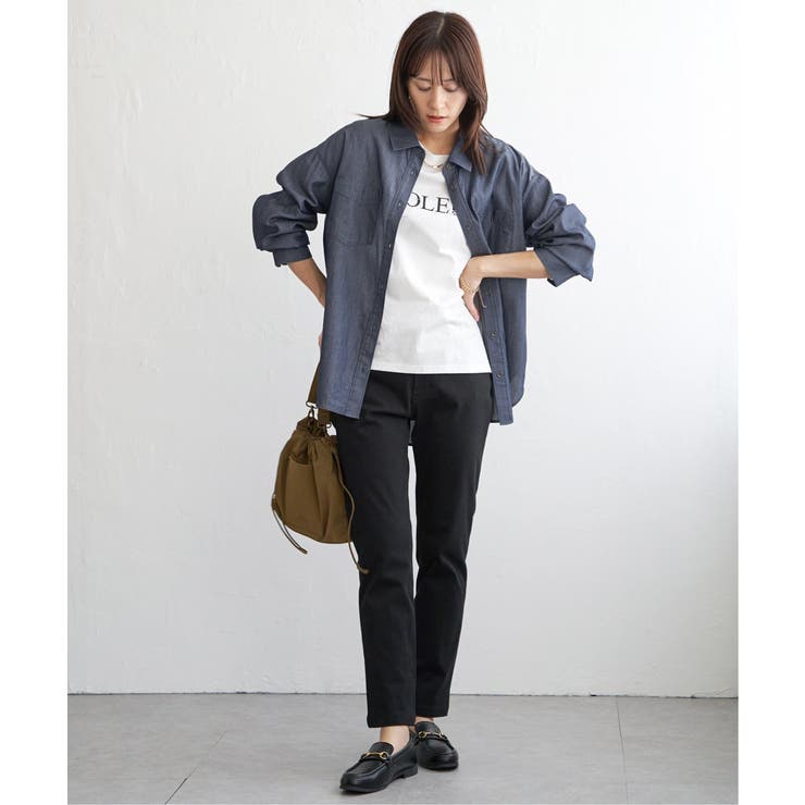 セルロース／デニムポケ付きシャツ | ikka  | 詳細画像18 