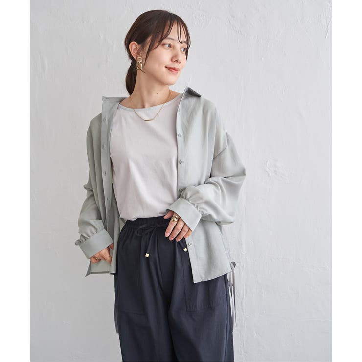 サテン／ドビーサイドリボンシャツ | ikka  | 詳細画像8 