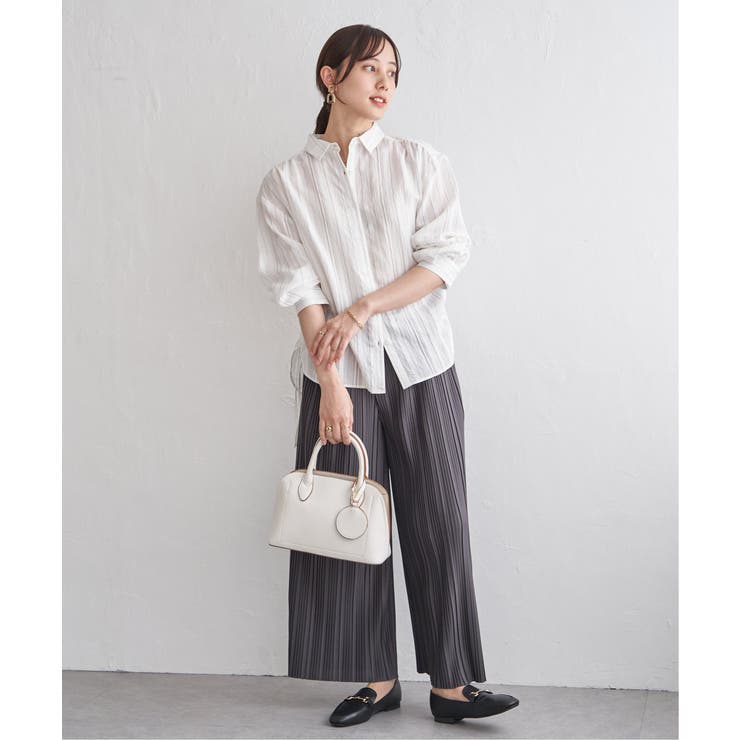 サテン／ドビーサイドリボンシャツ | ikka  | 詳細画像15 