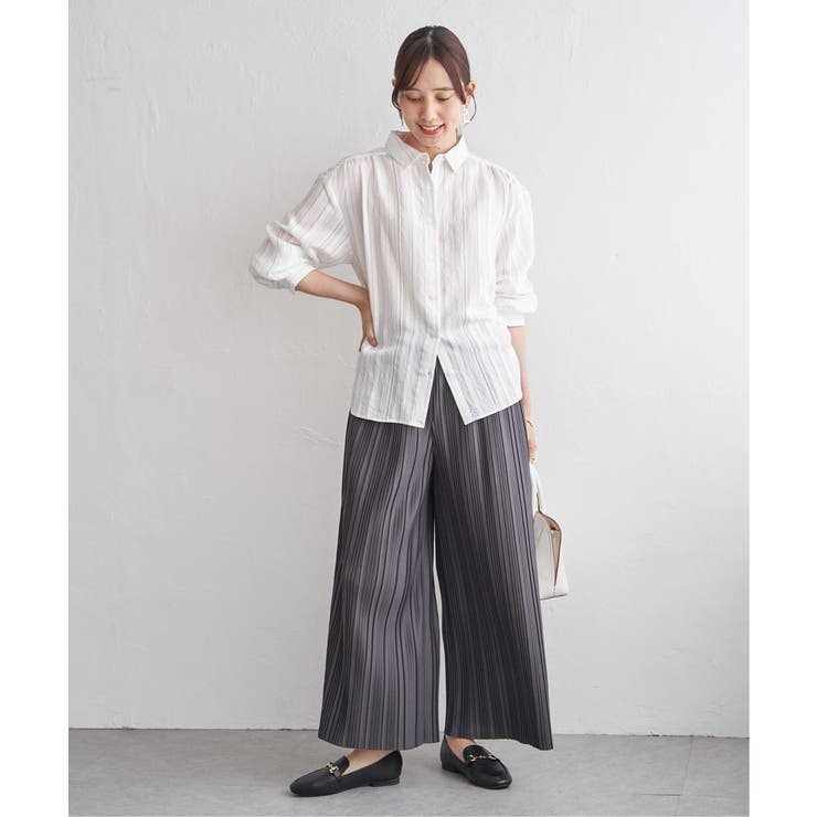 サテン／ドビーサイドリボンシャツ | ikka  | 詳細画像16 