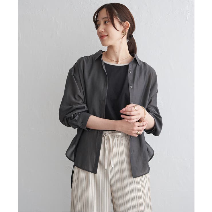 サテン／ドビーサイドリボンシャツ | ikka  | 詳細画像17 