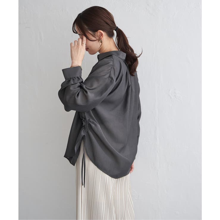 サテン／ドビーサイドリボンシャツ | ikka  | 詳細画像18 