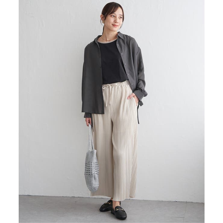 サテン／ドビーサイドリボンシャツ | ikka  | 詳細画像20 