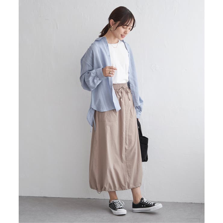 サテン／ドビーサイドリボンシャツ | ikka  | 詳細画像23 