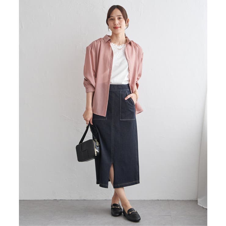 サテン／ドビーサイドリボンシャツ | ikka  | 詳細画像28 