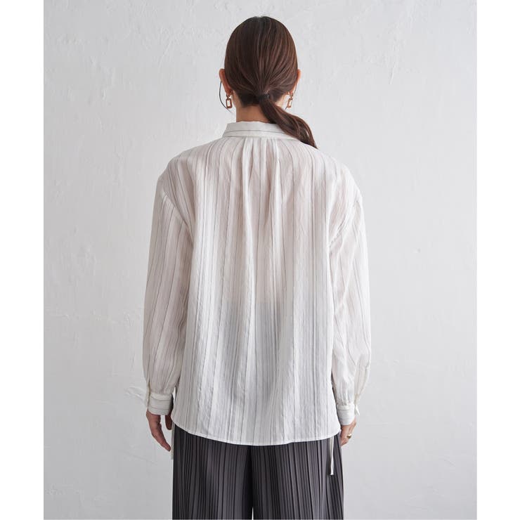 サテン／ドビーサイドリボンシャツ | ikka  | 詳細画像30 