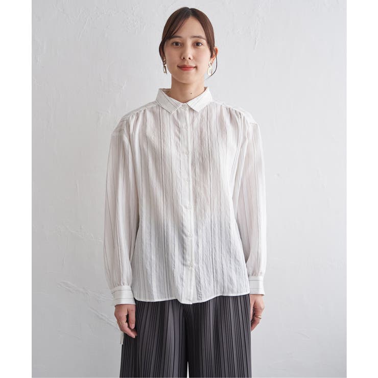 サテン／ドビーサイドリボンシャツ | ikka  | 詳細画像31 