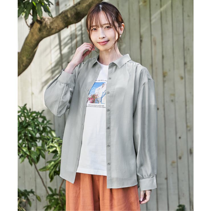 サテン／ドビーサイドリボンシャツ | ikka  | 詳細画像2 