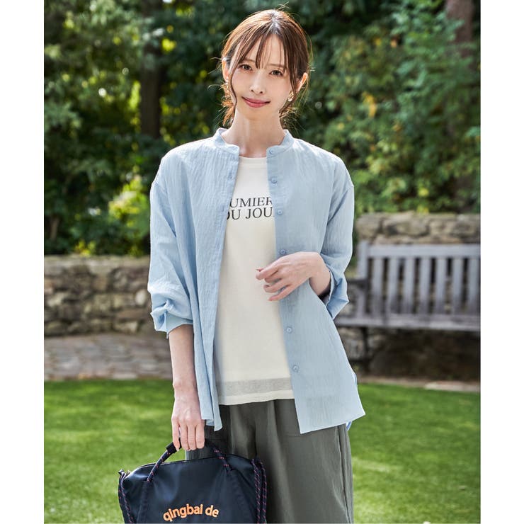 冷感リネンバンドカラーシャツ | ikka  | 詳細画像4 