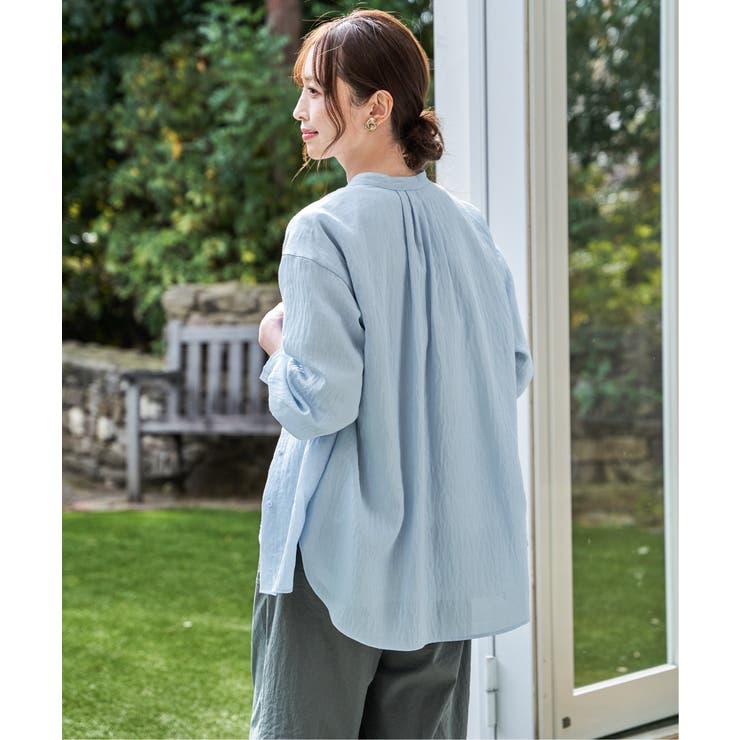 冷感リネンバンドカラーシャツ | ikka  | 詳細画像5 