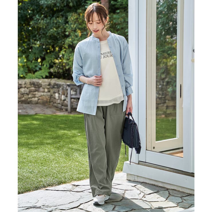 冷感リネンバンドカラーシャツ | ikka  | 詳細画像6 