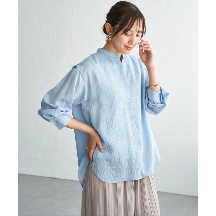 冷感リネンバンドカラーシャツ | ikka  | 詳細画像9 