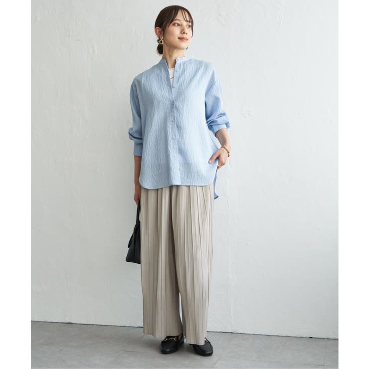 冷感リネンバンドカラーシャツ | ikka  | 詳細画像10 