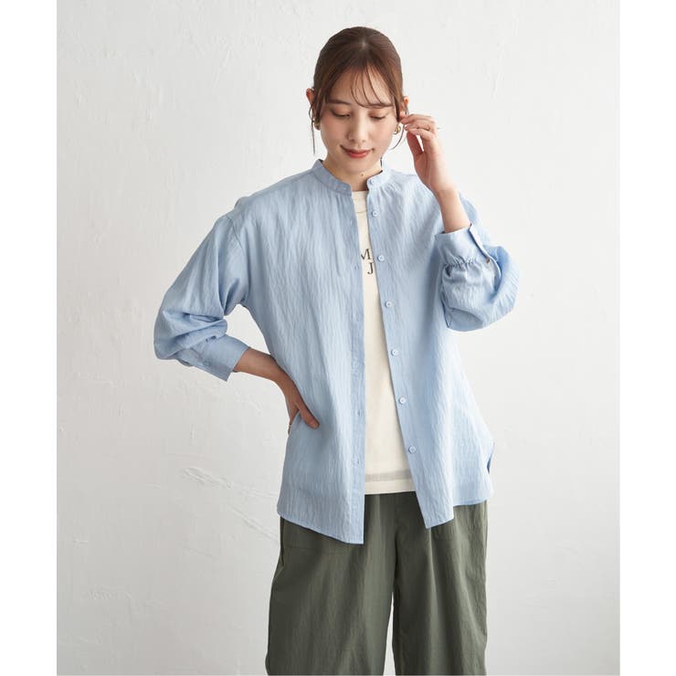 冷感リネンバンドカラーシャツ | ikka  | 詳細画像11 