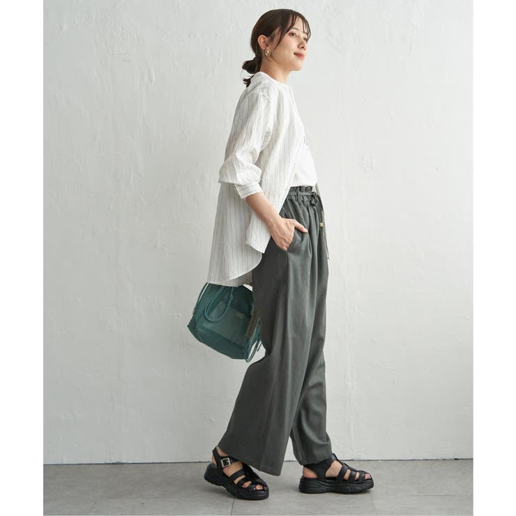 冷感リネンバンドカラーシャツ | ikka  | 詳細画像16 