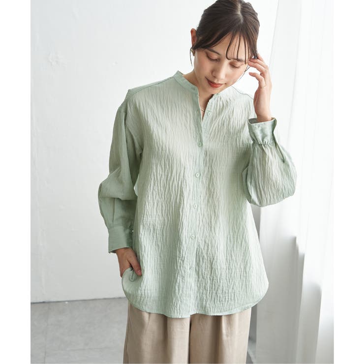 冷感リネンバンドカラーシャツ | ikka  | 詳細画像20 