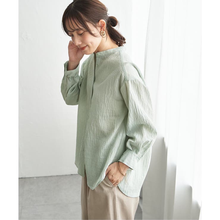 冷感リネンバンドカラーシャツ | ikka  | 詳細画像21 