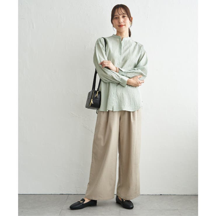 冷感リネンバンドカラーシャツ | ikka  | 詳細画像23 