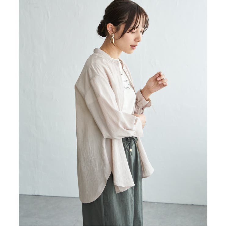 冷感リネンバンドカラーシャツ | ikka  | 詳細画像25 