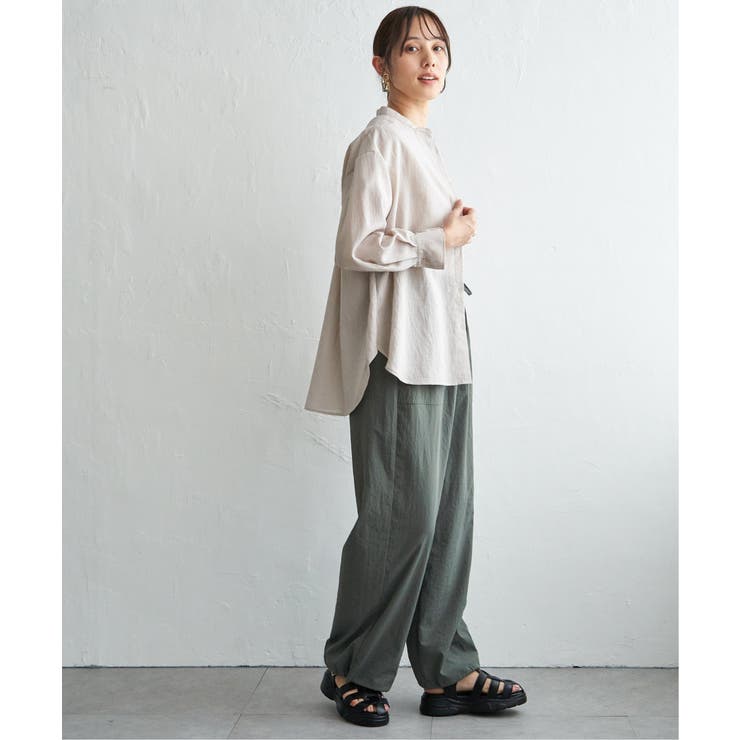 冷感リネンバンドカラーシャツ | ikka  | 詳細画像26 