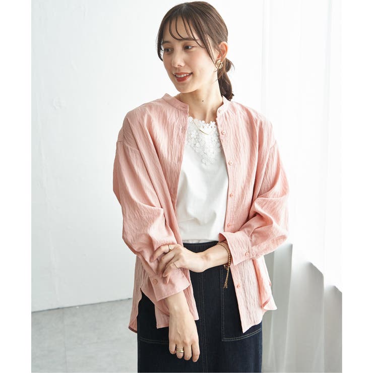 冷感リネンバンドカラーシャツ | ikka  | 詳細画像28 