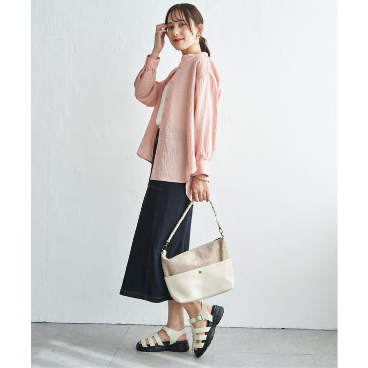 冷感リネンバンドカラーシャツ | ikka  | 詳細画像31 