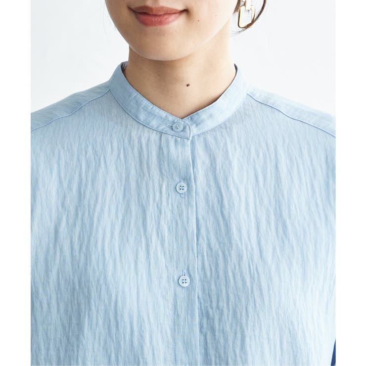 冷感リネンバンドカラーシャツ | ikka  | 詳細画像35 