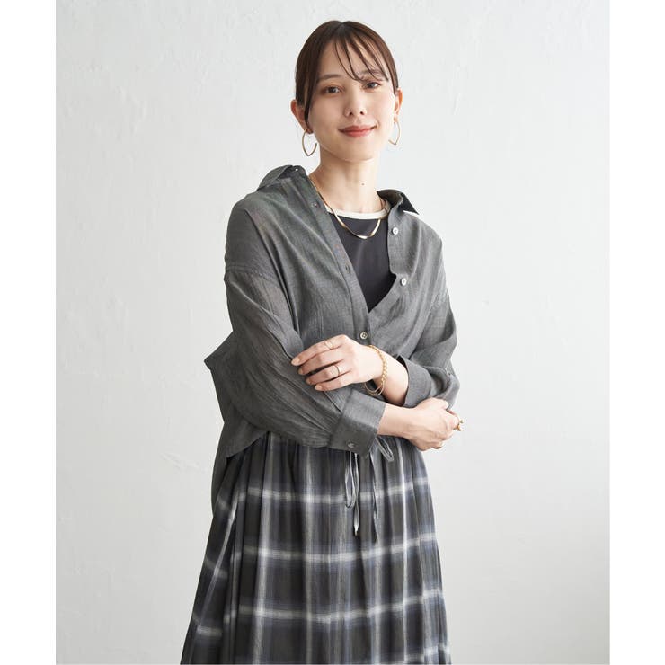 シアーデニム7分袖シャツ | ikka  | 詳細画像15 