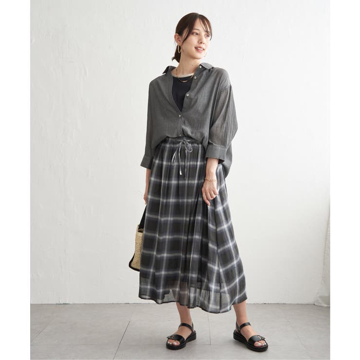 シアーデニム7分袖シャツ | ikka  | 詳細画像16 