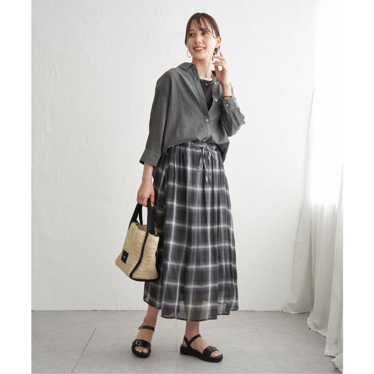 シアーデニム7分袖シャツ | ikka  | 詳細画像17 