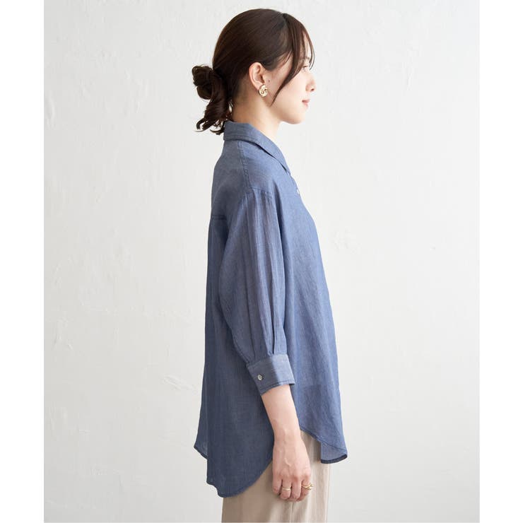 シアーデニム7分袖シャツ | ikka  | 詳細画像19 
