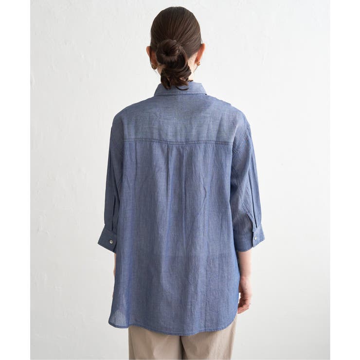 シアーデニム7分袖シャツ | ikka  | 詳細画像20 