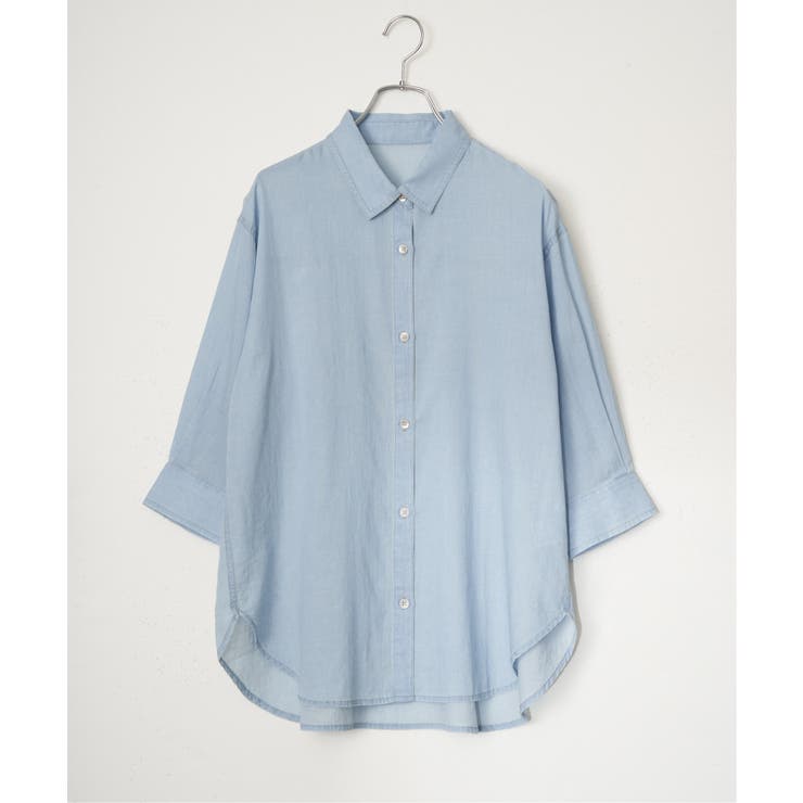 シアーデニム7分袖シャツ | ikka  | 詳細画像31 