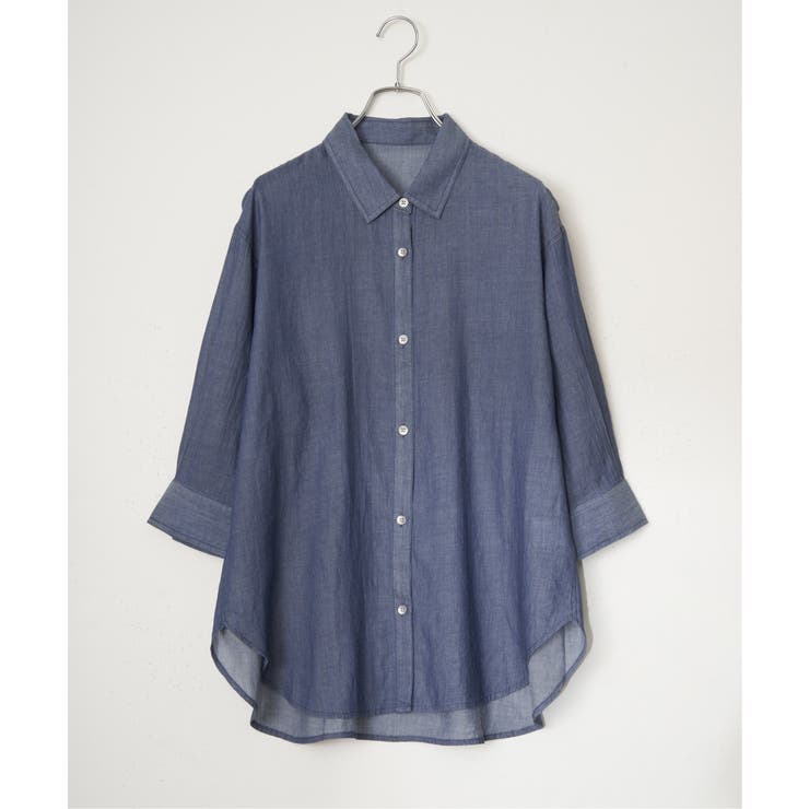 シアーデニム7分袖シャツ | ikka  | 詳細画像33 