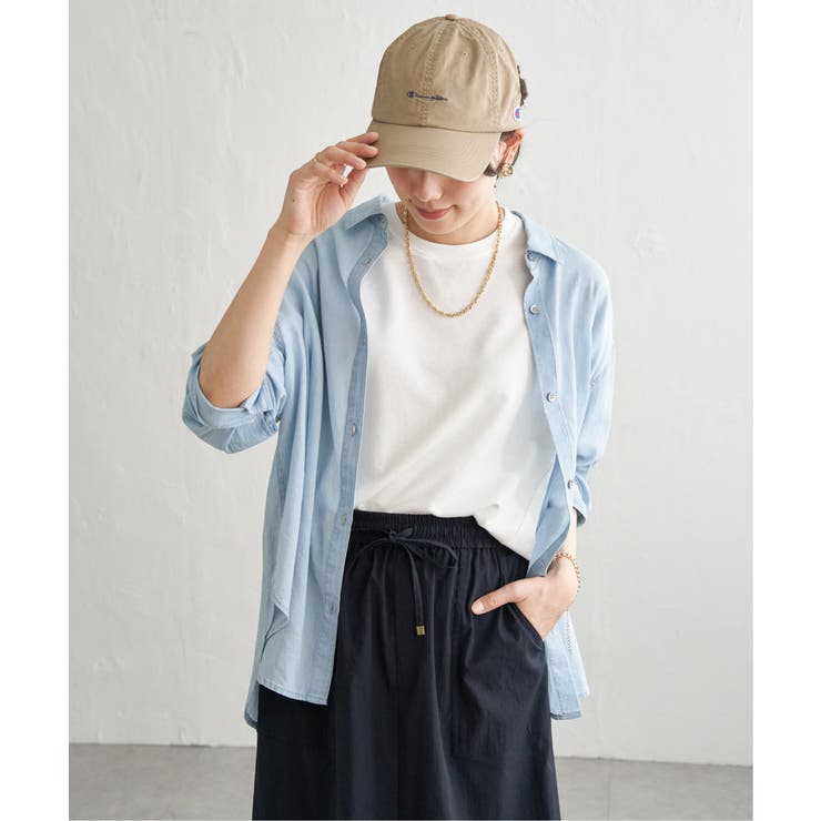 シアーデニム7分袖シャツ | ikka  | 詳細画像4 