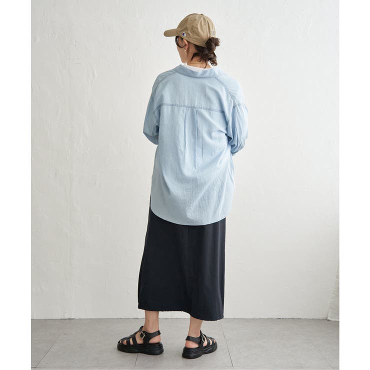 シアーデニム7分袖シャツ | ikka  | 詳細画像6 