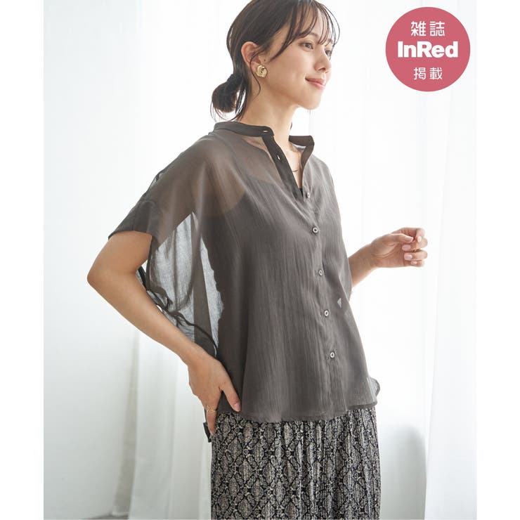 チャコール | 【雑誌InRed6月号掲載】コットンライクシアードルマンブラウス | ikka 
