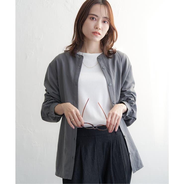 前後2WAYバンドカラーシャツ | ikka  | 詳細画像14 