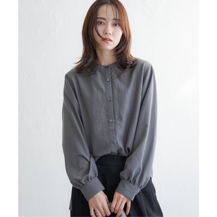 チャコール | 前後2WAYバンドカラーシャツ | ikka 