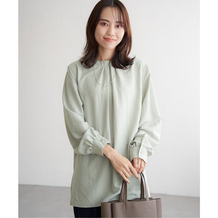 グリーン | 前後2WAYバンドカラーシャツ | ikka 