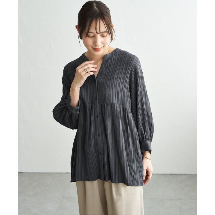 冷感楊柳バンドカラーシャツ | ikka  | 詳細画像11 