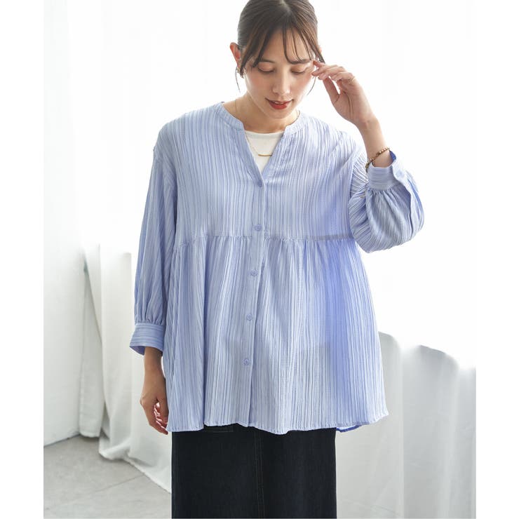 冷感楊柳バンドカラーシャツ | ikka  | 詳細画像14 