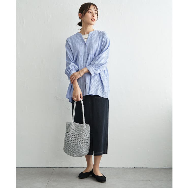 冷感楊柳バンドカラーシャツ | ikka  | 詳細画像15 