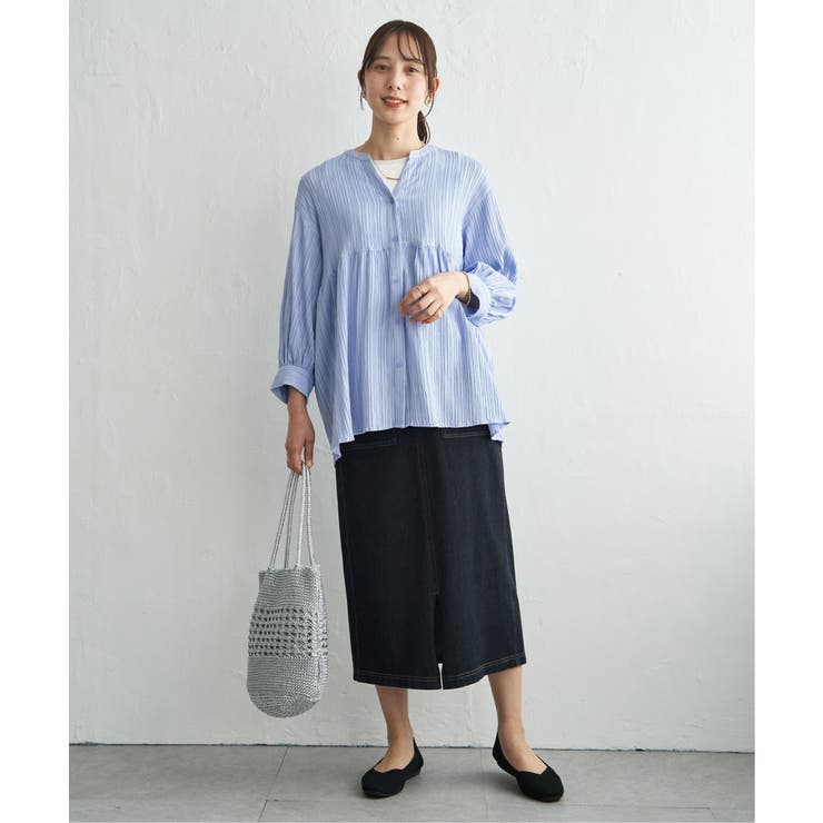 冷感楊柳バンドカラーシャツ | ikka  | 詳細画像16 