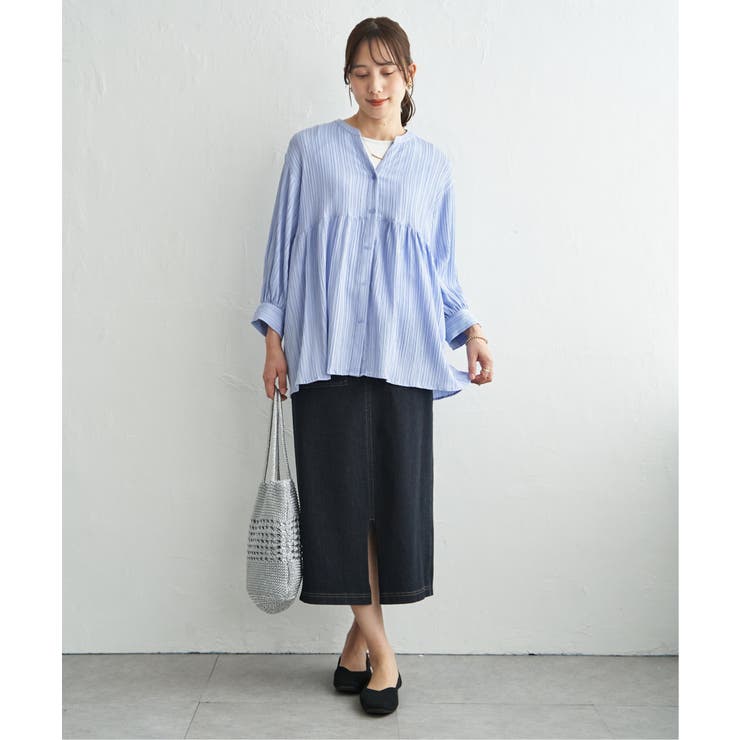 冷感楊柳バンドカラーシャツ | ikka  | 詳細画像17 