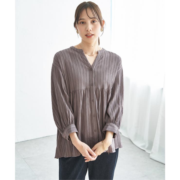 冷感楊柳バンドカラーシャツ | ikka  | 詳細画像18 