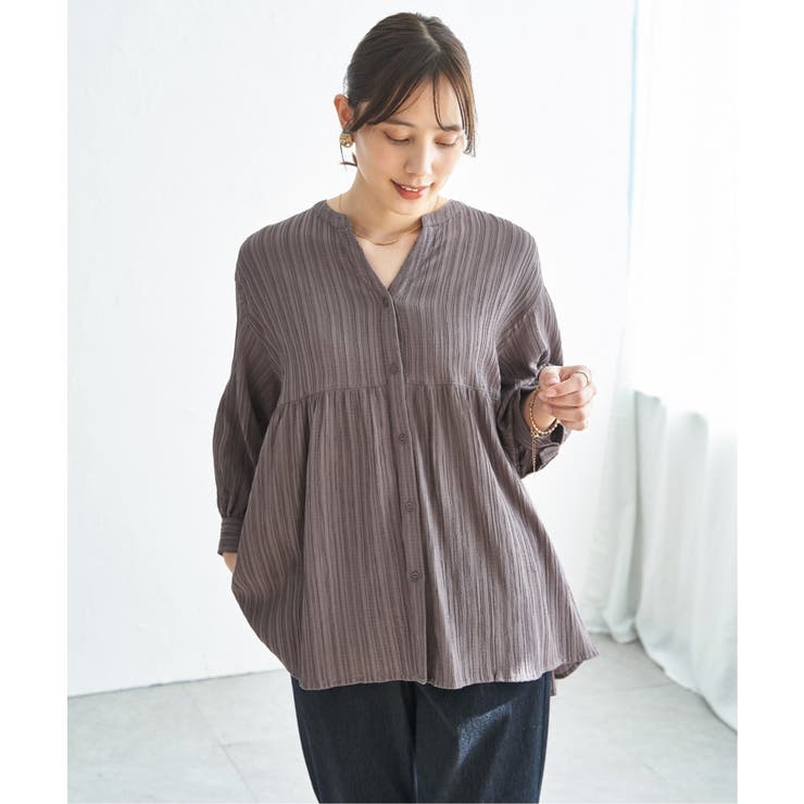 冷感楊柳バンドカラーシャツ | ikka  | 詳細画像19 